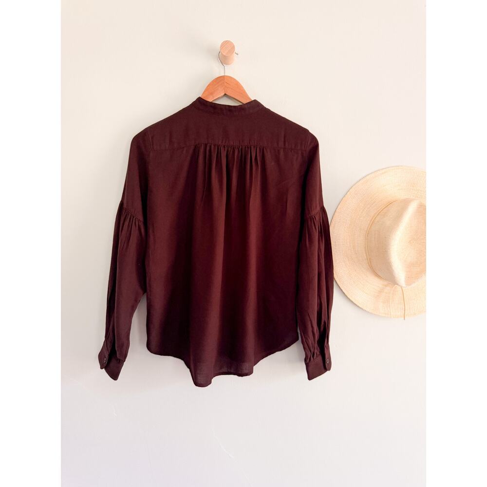 Madewell | NWOT Stand Collar Flannel Button Up Espresso Bean | Sz XXS - Picture 8 of 8